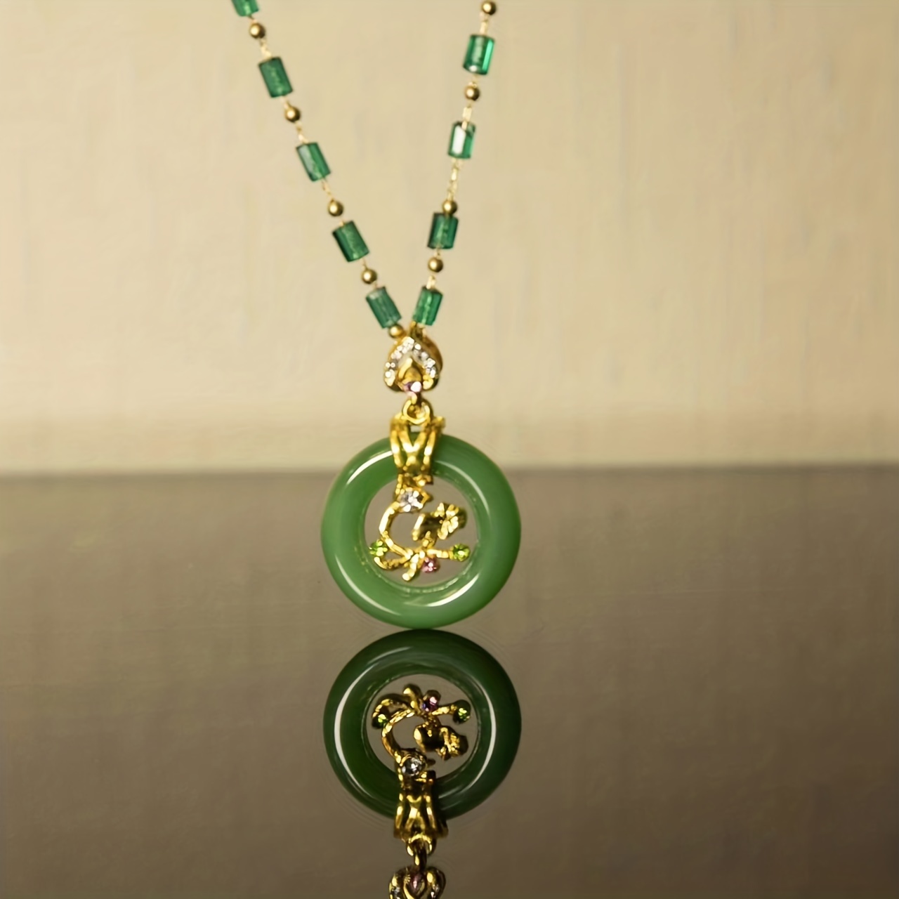 Luxurious Jadeite Gold Branch Necklace