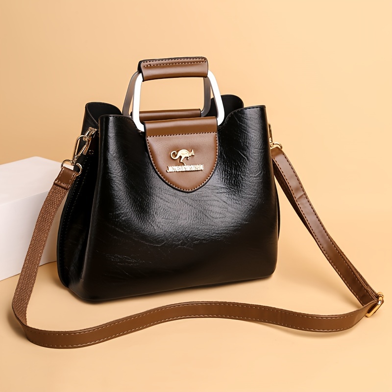 【PIERRE KANGAROO】Geantă de mână în stil retro pentru femei, geantă de mână elegantă, geantă de umăr din piele PU pentru utilizare zilnică