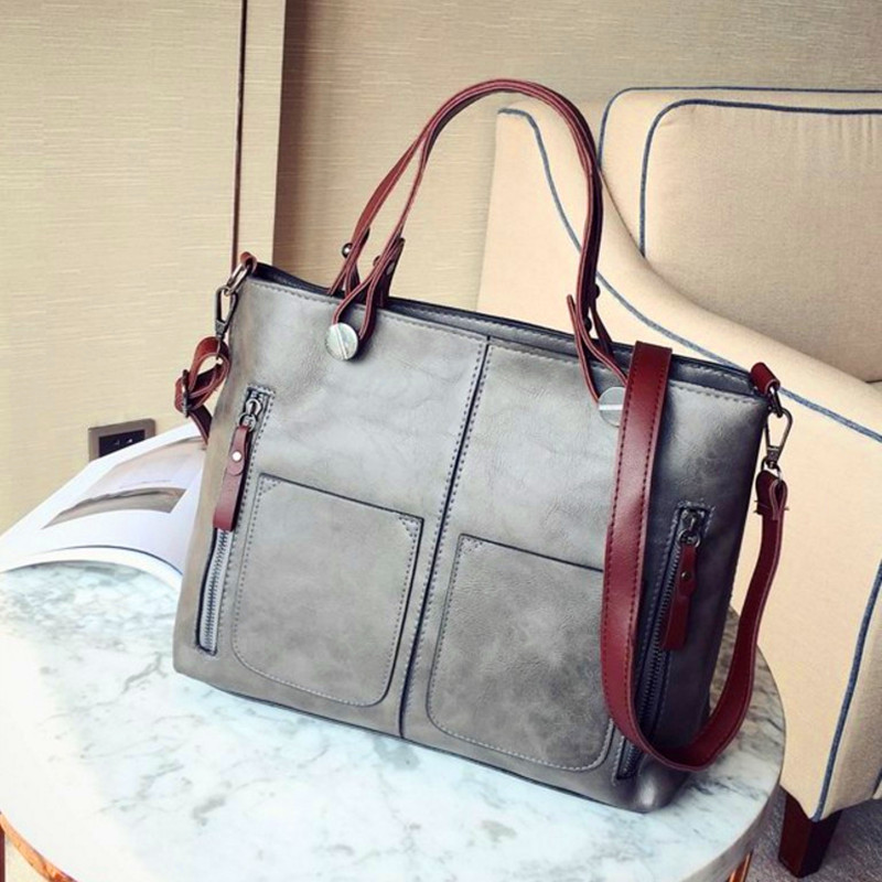 Geantă de umăr din piele vintage pentru femei - 50% reducere