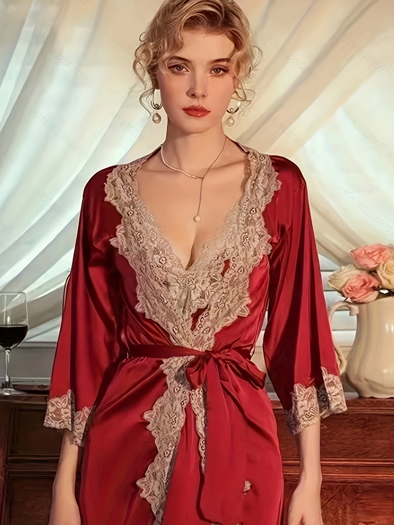 💞Dantela franceză sexy pură poftă stil pijamale tentație fără spate c