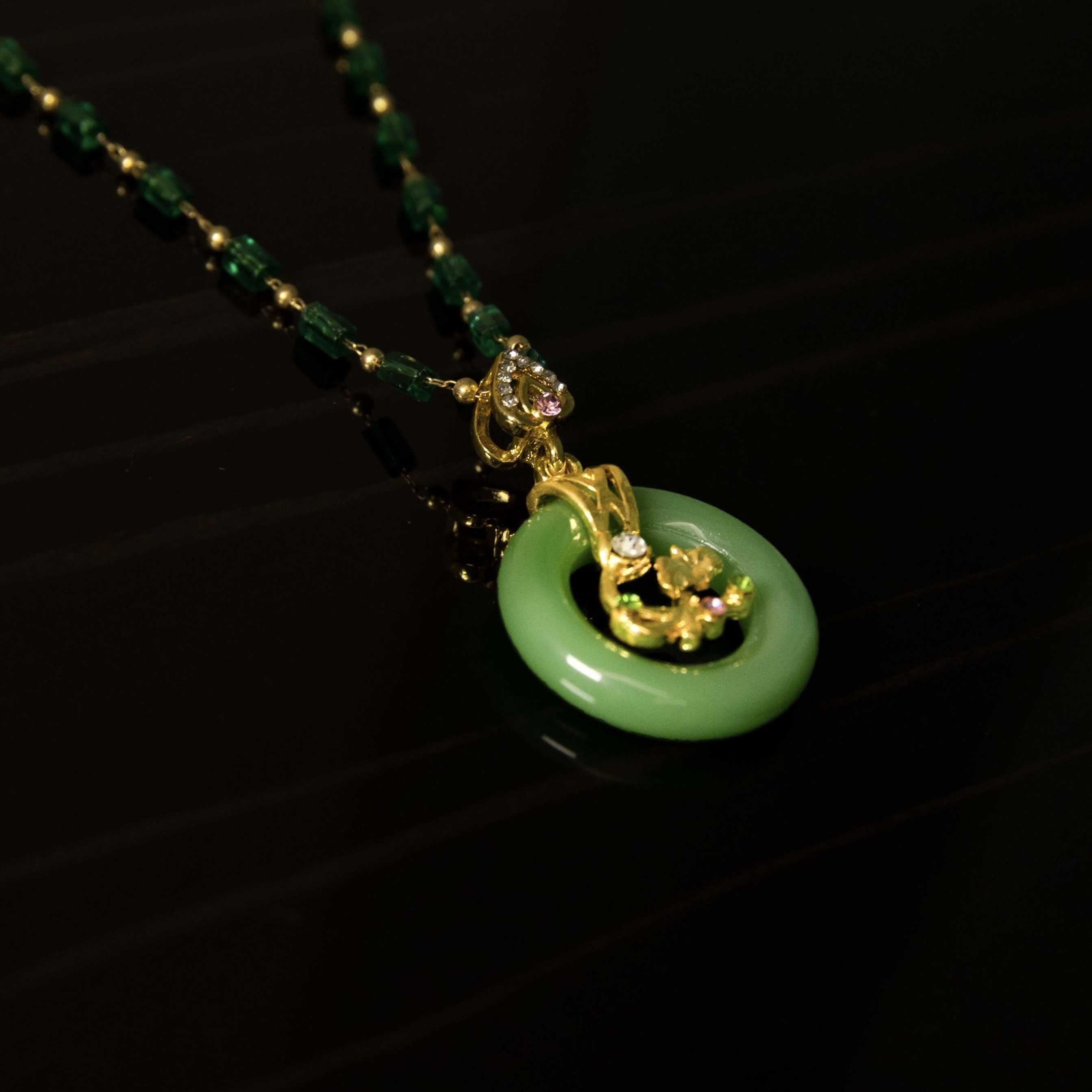 Luxurious Jadeite Gold Branch Necklace
