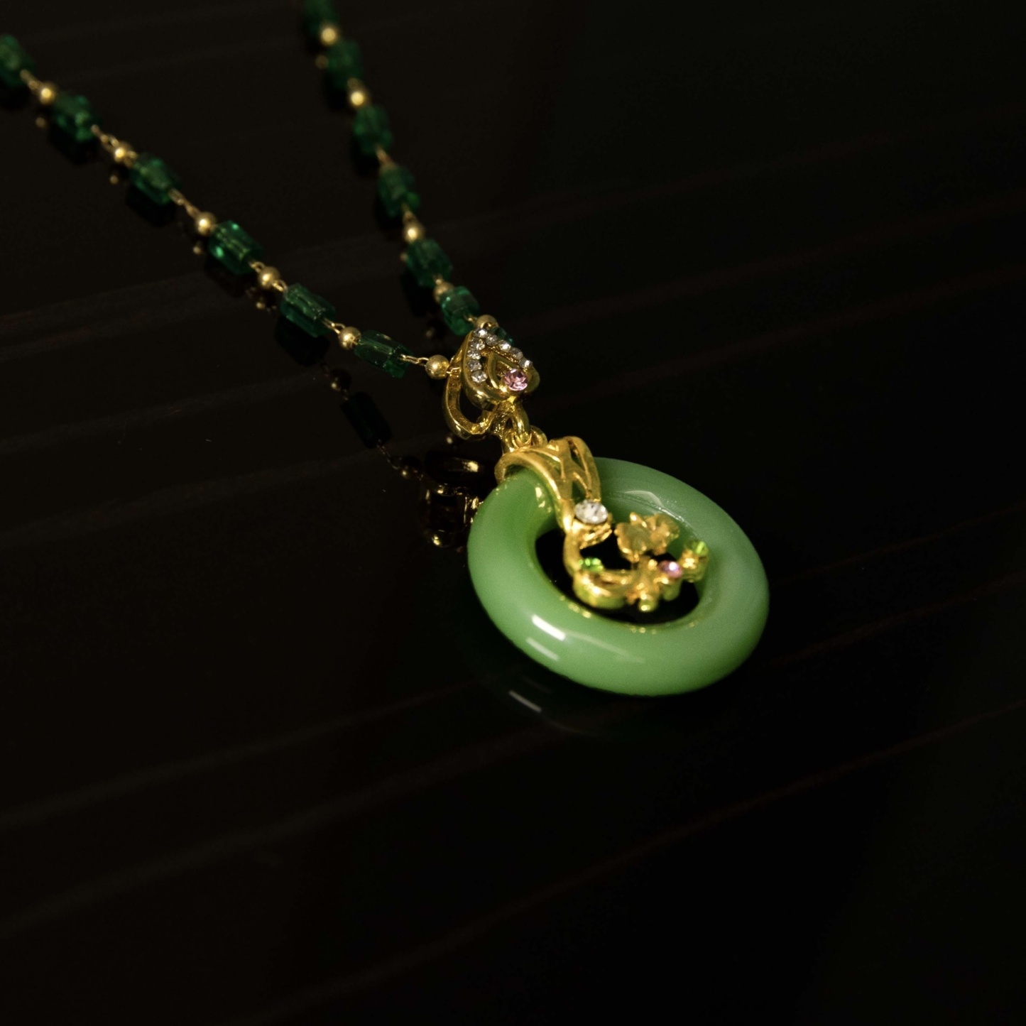 Luxurious Jadeite Gold Branch Necklace
