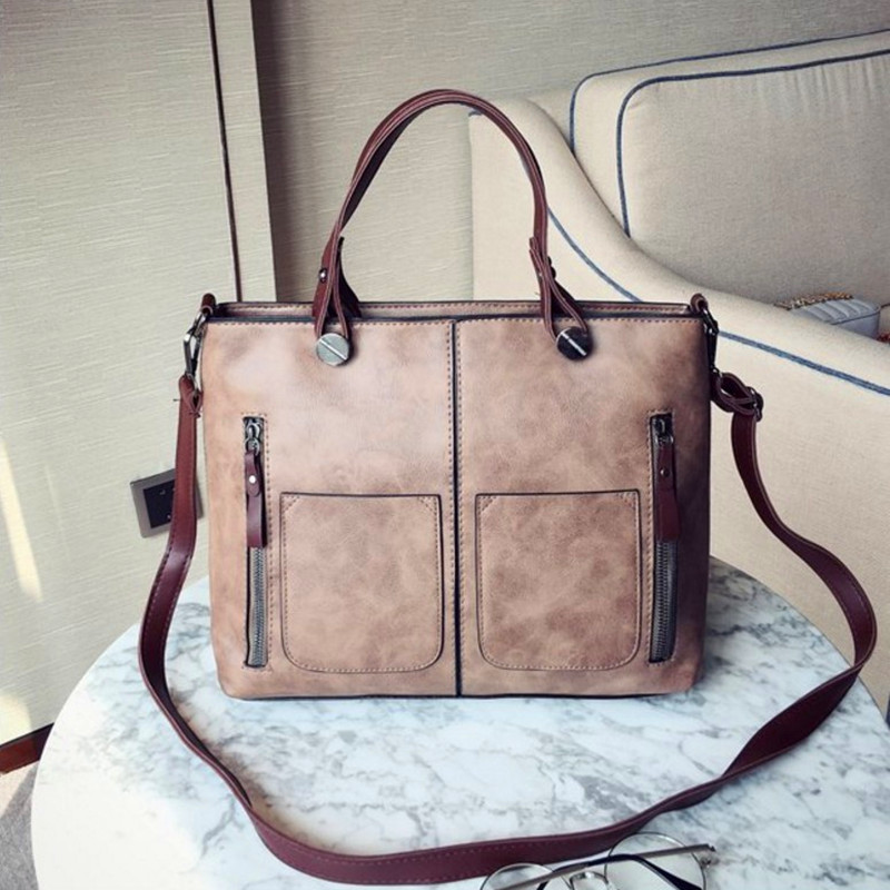 Geantă de umăr din piele vintage pentru femei - 50% reducere
