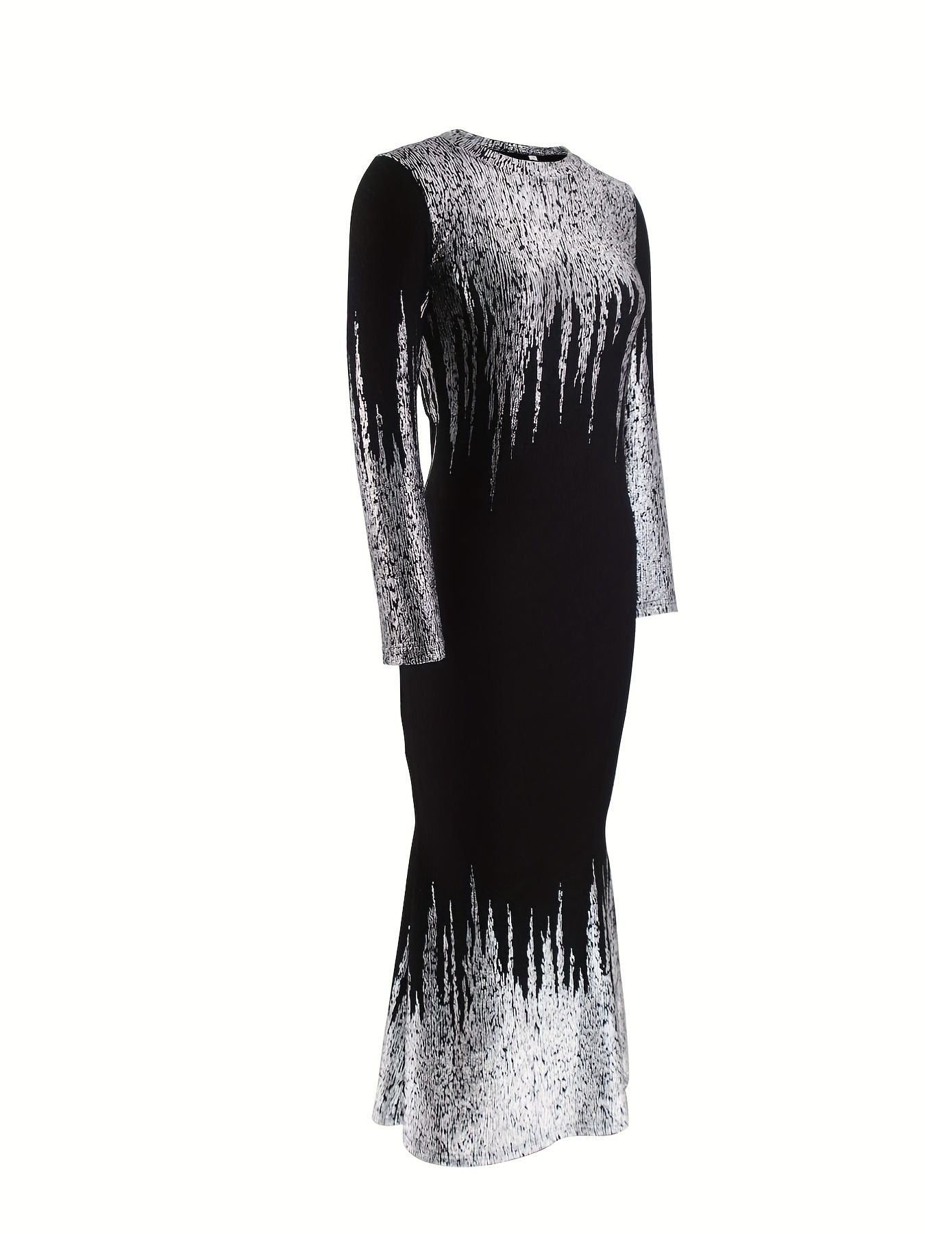 Rochie subtire imprimata Rochie eleganta cu maneca lunga cu decolteu deschis Femei