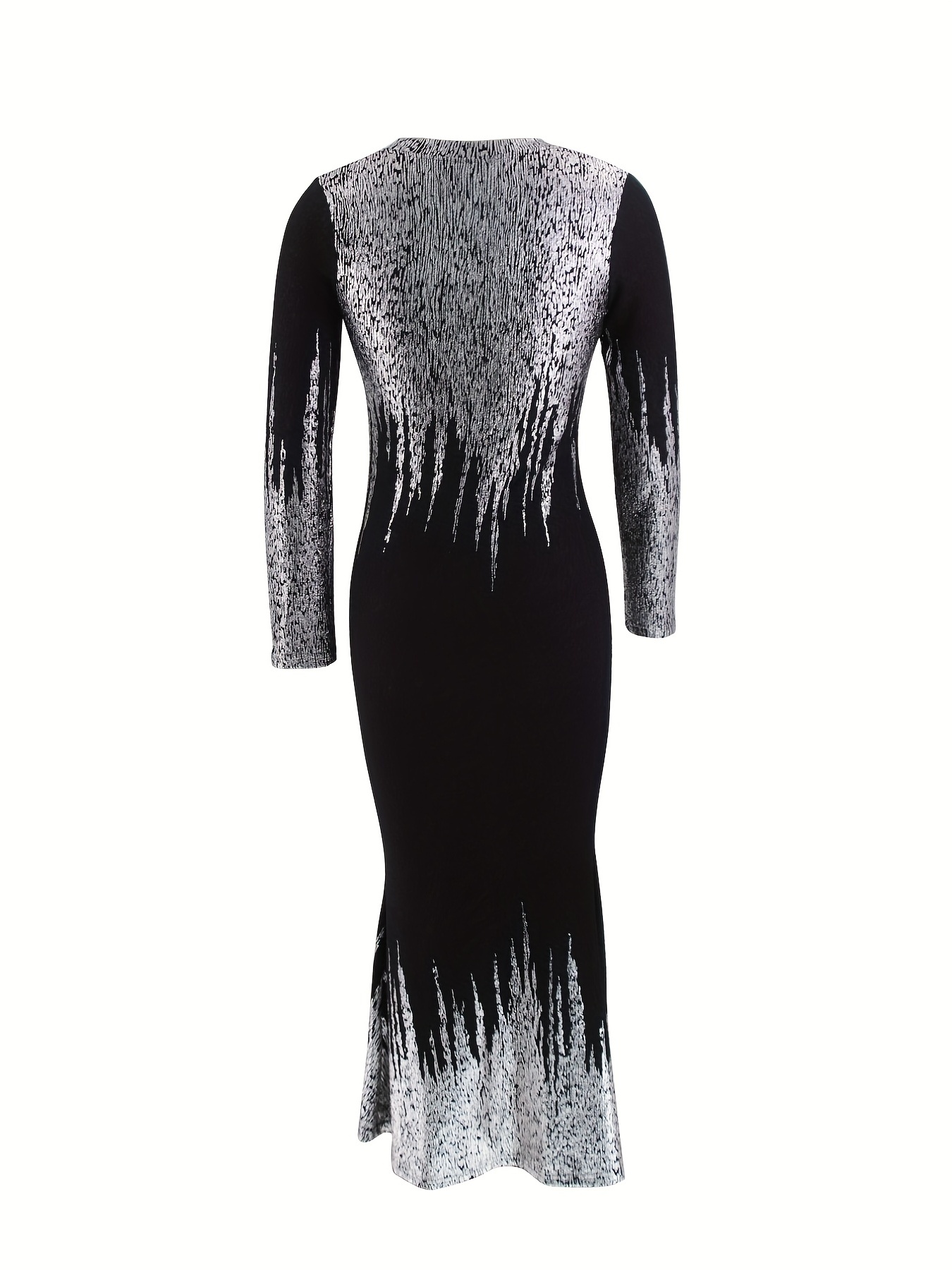 Rochie subtire imprimata Rochie eleganta cu maneca lunga cu decolteu deschis Femei