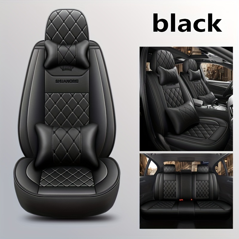 Set de 5 huse de scaun auto Pachet complet Pernă de scaun auto din piele PU Husă de scaun auto universală Set complet compatibil cu modelele cu cinci locuri