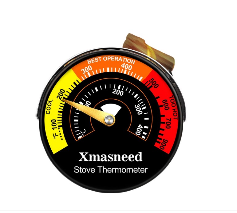 Termometru pentru semineu magnetic, 100-900°F, din aluminiu, cu indicator de temperatura vizibil