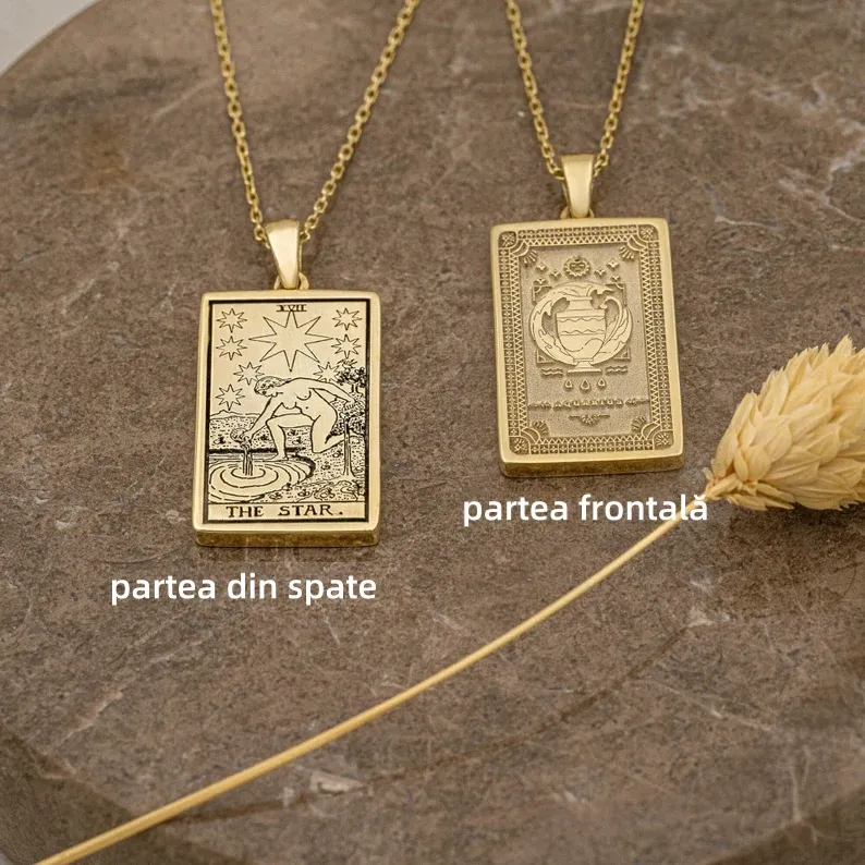 Reducere de 50% pe tot site-ul - 🌟🌈 Colier exclusivist de 14K Carte de Tarot Zodiac față-verso ✨🎁 (Potrivit pentru bărbați și femei) Un cadou perfect pentru mame, soții, soți