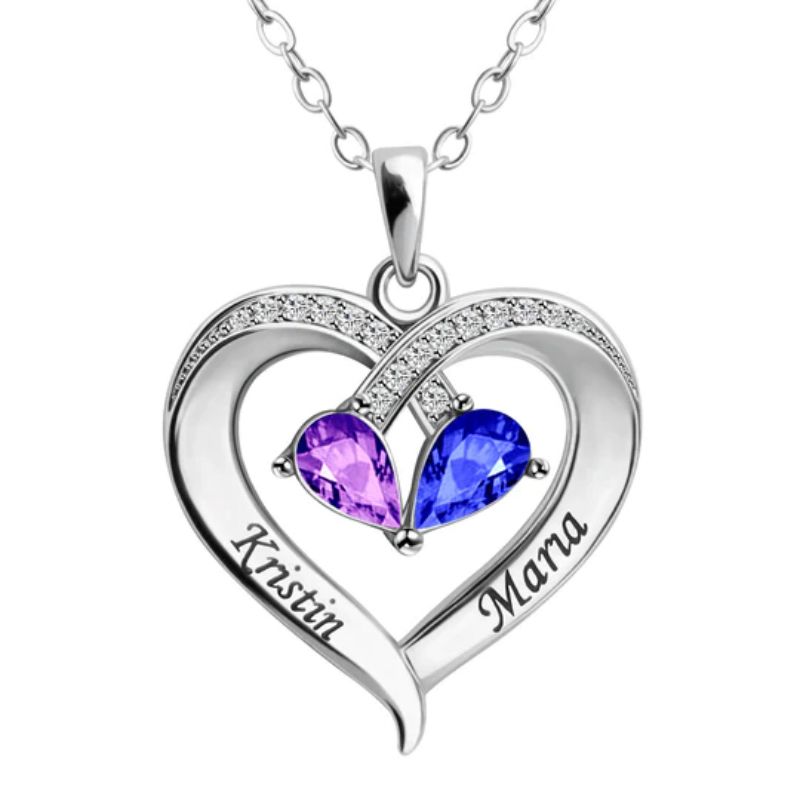 Cadou de Crăciun Forever Love Birthstone and Diamond Heart Collier