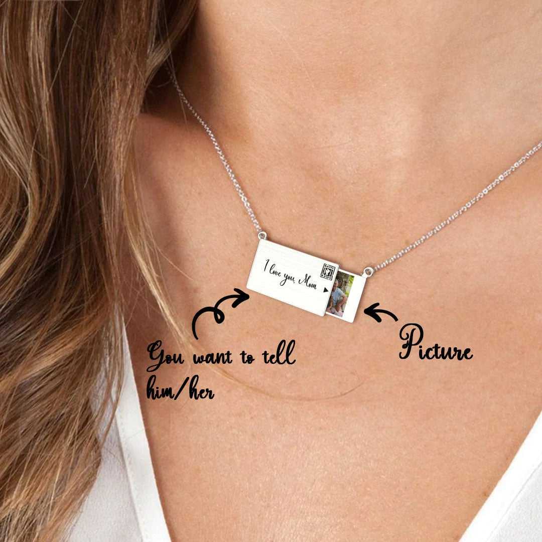 Mesaj de dragoste personalizat Love Message Ștampilă Drawer colier foto