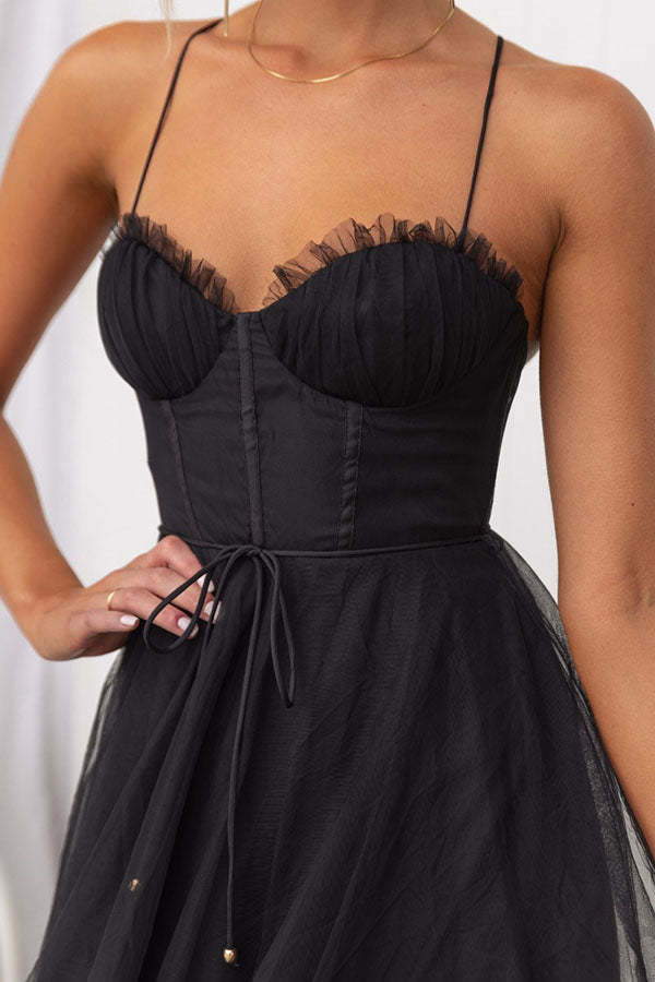 Modern-zi Prințesa de zi cu zi Chiffon Suspenders Party Maxi Dress