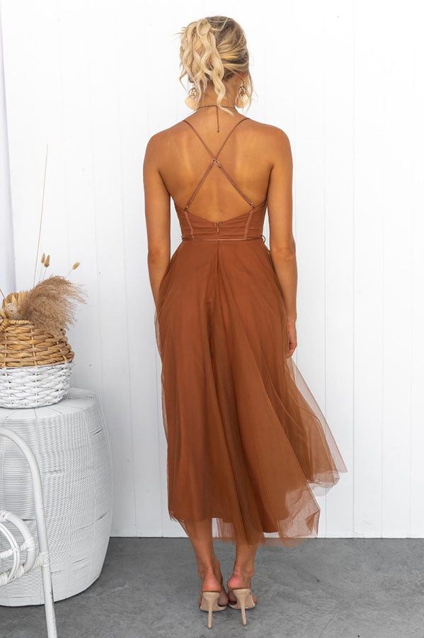 Modern-zi Prințesa de zi cu zi Chiffon Suspenders Party Maxi Dress