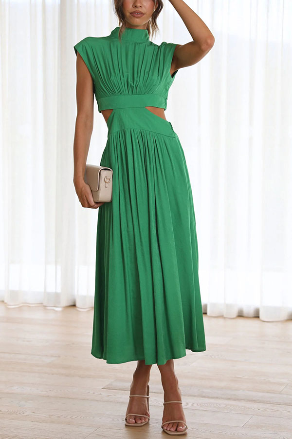 Light of My Life - Rochie midi de vacanță cu talie decupată și buzunar