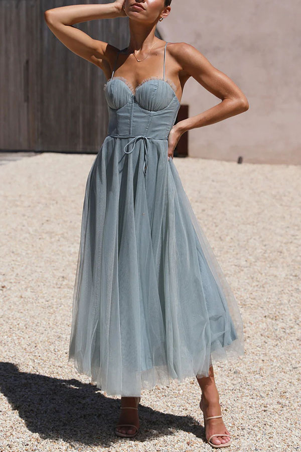 Modern-zi Prințesa de zi cu zi Chiffon Suspenders Party Maxi Dress