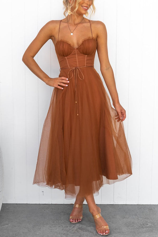 Modern-zi Prințesa de zi cu zi Chiffon Suspenders Party Maxi Dress