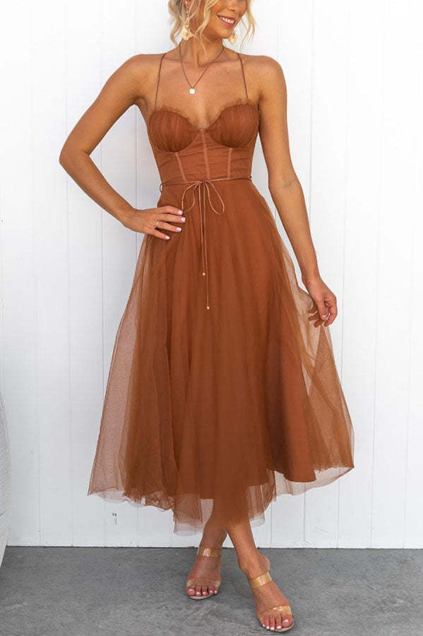 Modern-zi Prințesa de zi cu zi Chiffon Suspenders Party Maxi Dress