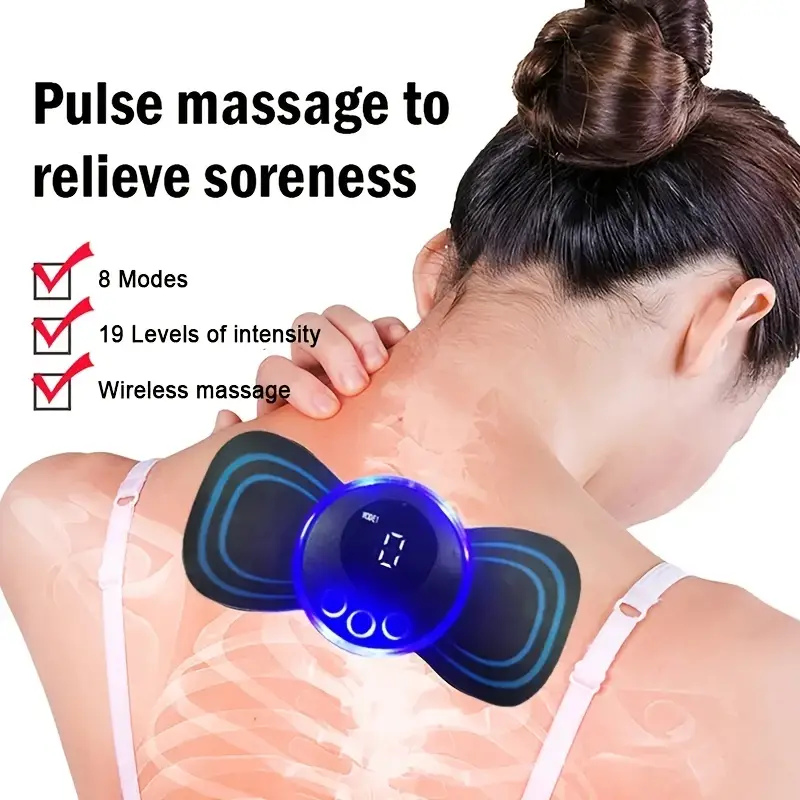 Mini masaj portabil pentru gât și spate cu tehnologie EMS Electric Pulse pentru relaxare musculară și ameliorarea durerii