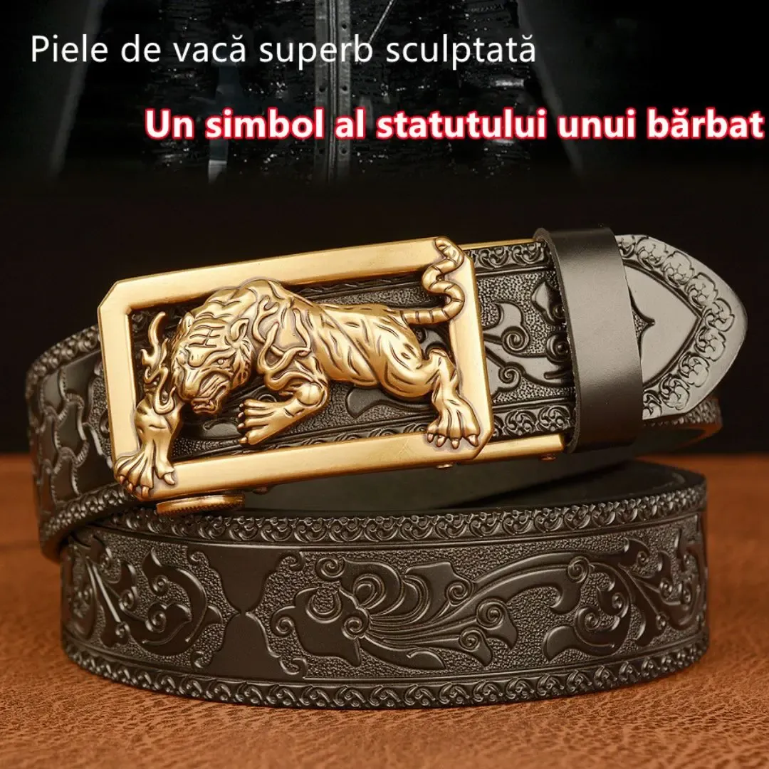 🐅Cureaua pentru bărbați din piele de vacă - Tigrul feroce Automatic Buckle