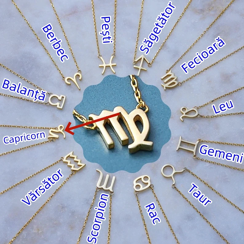 🌟🌈 Colier exclusivist cu semne zodiacale din aur de 1k ✨🎁 (unisex) 
