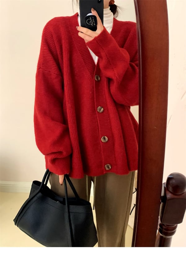 V-neck Casual Knit Cardigan (FREE SHIPPING)