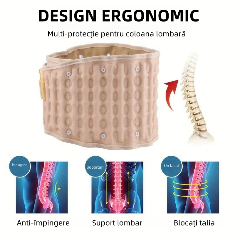 👴Centura gonflabilă pentru talie Centura de tracțiune lombară Centura de fixare lombară pentru hernie de disc lombară Centura de tracțiune pentru talie Suport universal pentru talie Sport