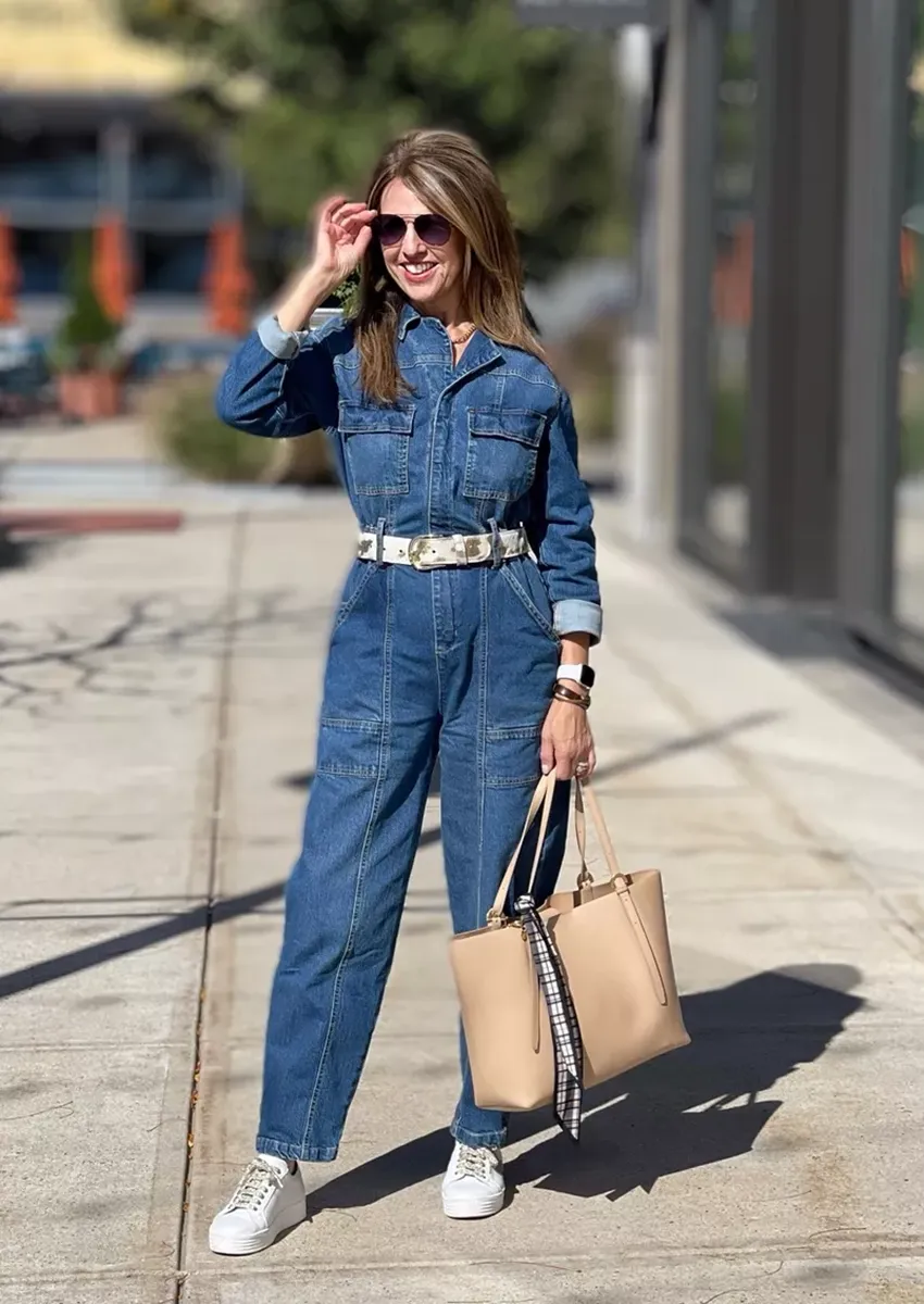 Salopetă din denim cu mânecă lungă