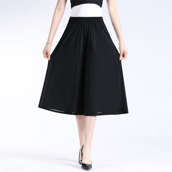  (Vânzare fierbinte - 49% OFF) Femei de înaltă talie elastică cu talie elastică plisată din sifon cu picior larg Culottes