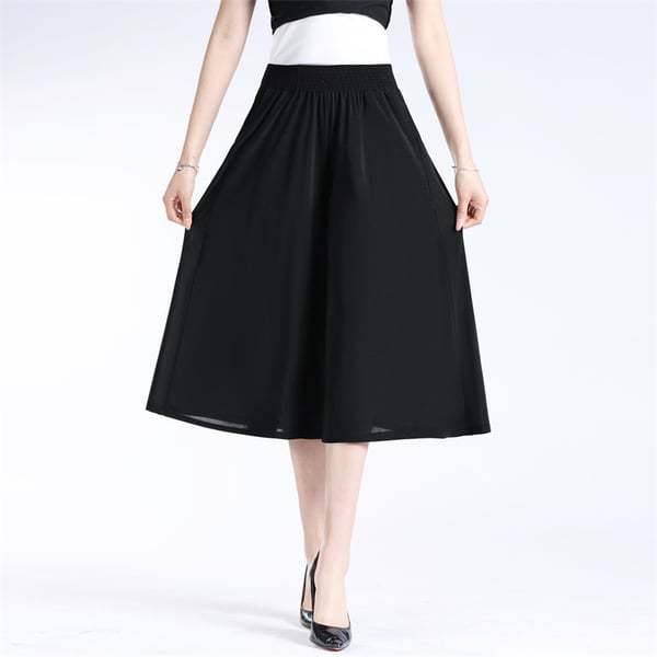 (Vânzare fierbinte - 49% OFF) Femei de înaltă talie elastică cu talie elastică plisată din sifon cu picior larg Culottes