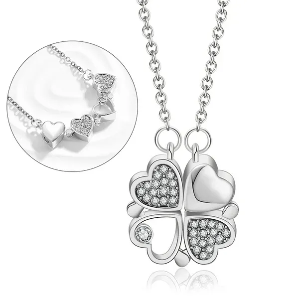 REDUCERE DE AN NOU 2024 - 68% REDUCERE - 🔥Colier Lucky Heart S925 din argint Sterling CU ȘASE TRENDARI🍀