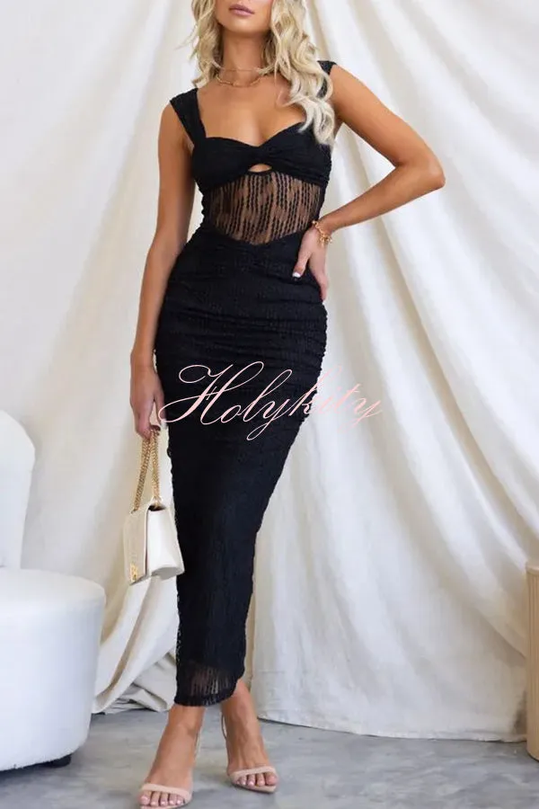 👗Manifesting You Mesh Ruched Detail Maxi Dress