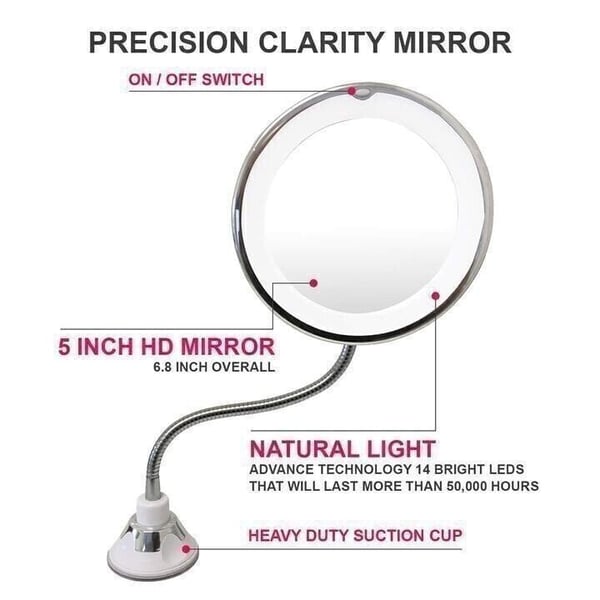 ✨Oglindă de machiaj cu mărire de 10X cu lumină flexibilă la 360 de grade✨
