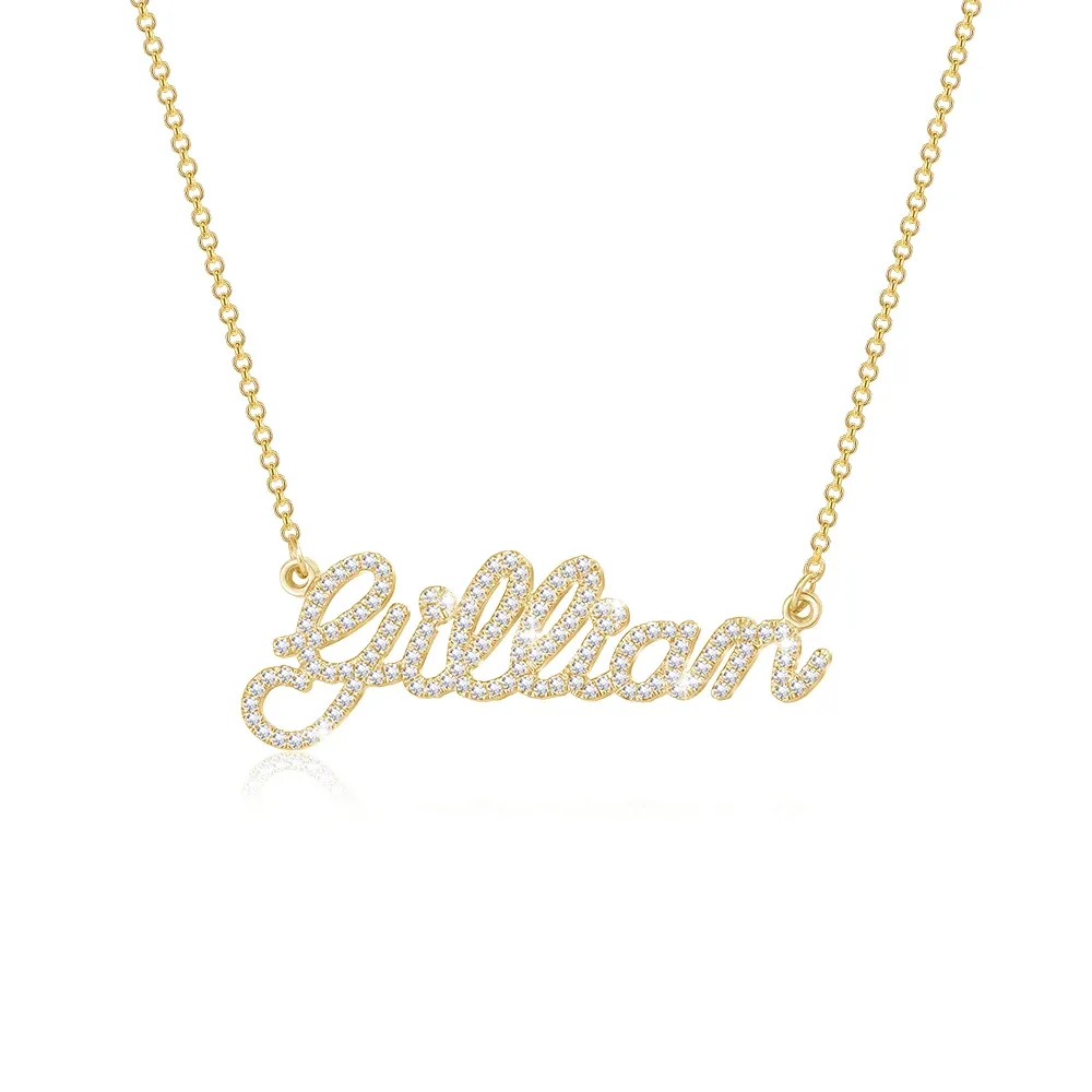 Colier cu nume de diamant strălucitor personalizat
