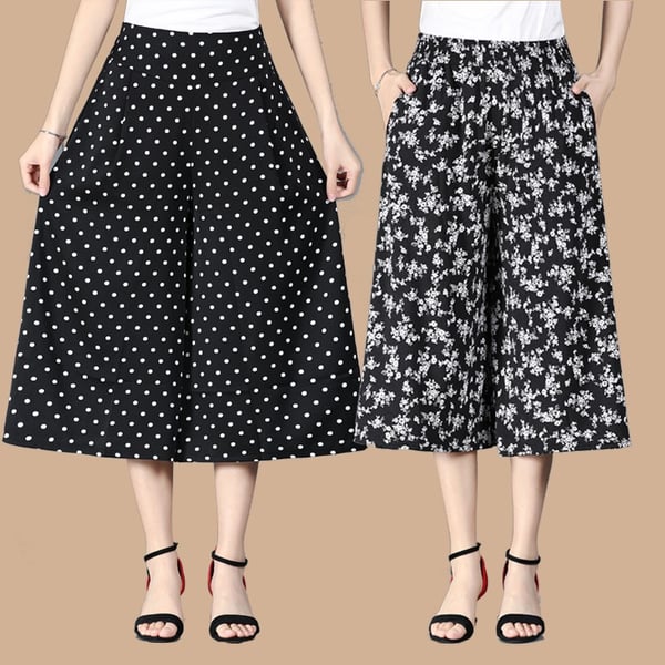  (Vânzare fierbinte - 49% OFF) Femei de înaltă talie elastică cu talie elastică plisată din sifon cu picior larg Culottes