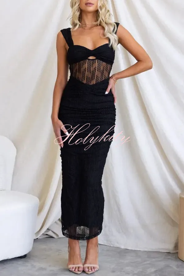 👗Manifesting You Mesh Ruched Detail Maxi Dress