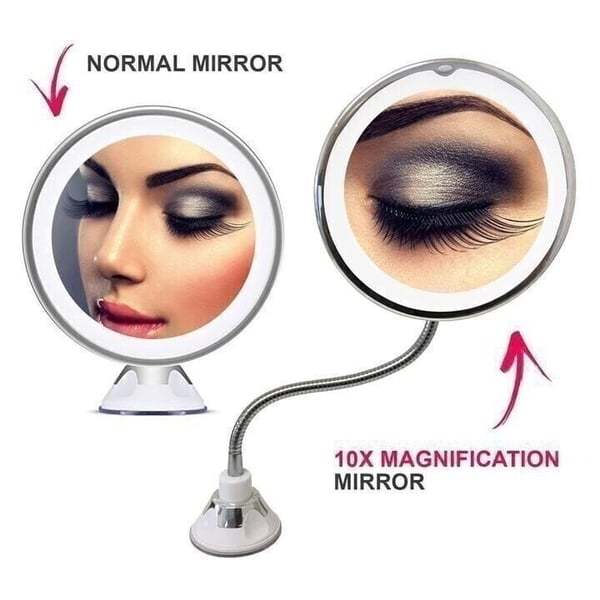 ✨Oglindă de machiaj cu mărire de 10X cu lumină flexibilă la 360 de grade✨