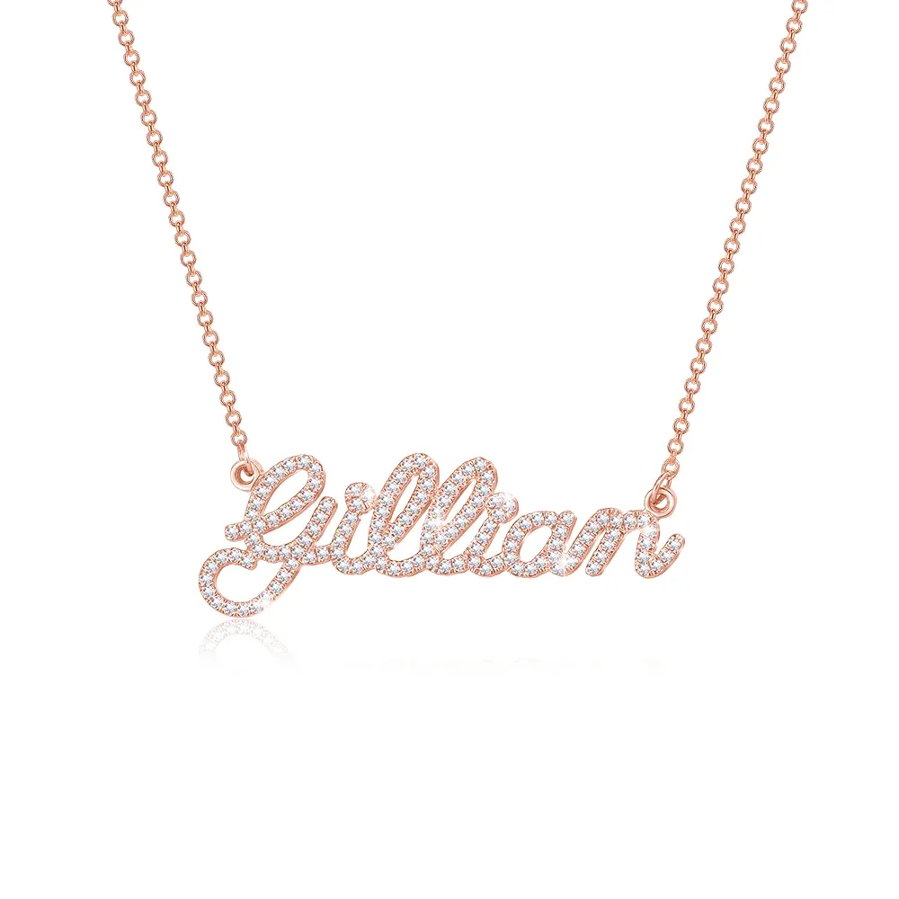 Colier cu nume de diamant strălucitor personalizat