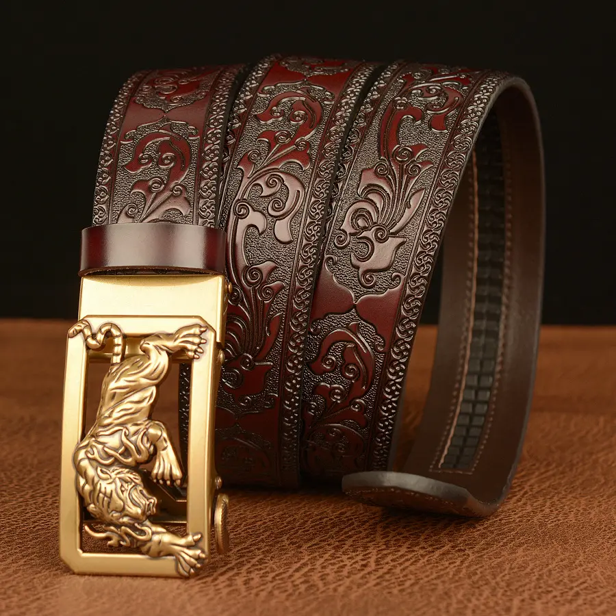 🐅Cureaua pentru bărbați din piele de vacă - Tigrul feroce Automatic Buckle