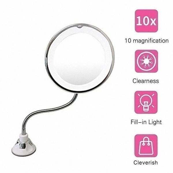 ✨Oglindă de machiaj cu mărire de 10X cu lumină flexibilă la 360 de grade✨