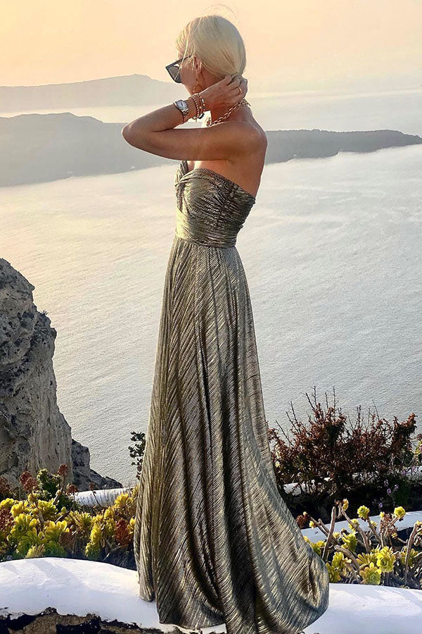Shimmer Please Rochie maxi fără umeri