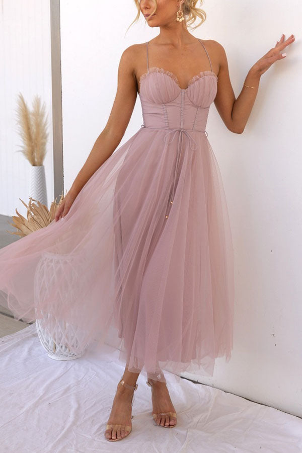 Modern-zi Prințesa de zi cu zi Chiffon Suspenders Party Maxi Dress