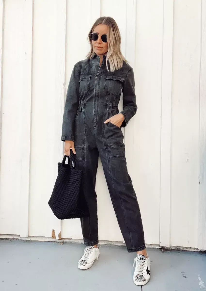 Salopetă din denim cu mânecă lungă