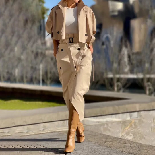 😍2024 cel mai recent model👚Set din două piese, la modă, fustă lungă✨