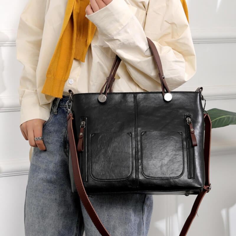 Geantă de umăr din piele vintage pentru femei - 50% reducere