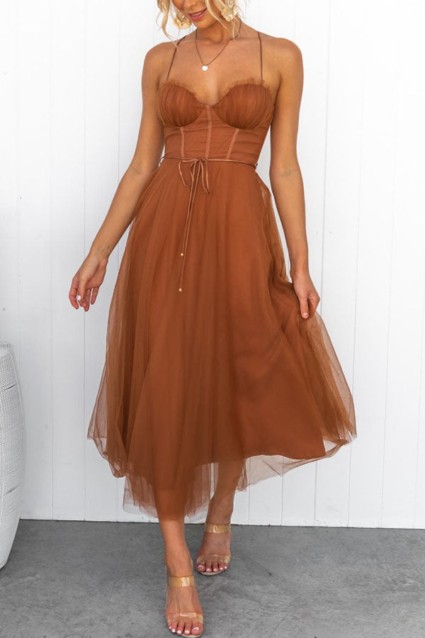 Modern-zi Prințesa de zi cu zi Chiffon Suspenders Party Maxi Dress