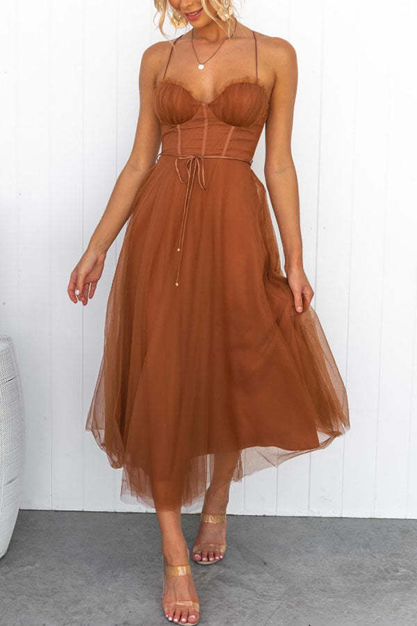 Modern-zi Prințesa de zi cu zi Chiffon Suspenders Party Maxi Dress