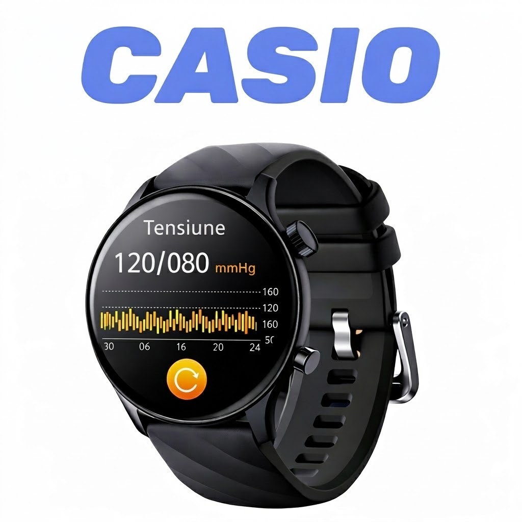 Ceas inteligent Casio pentru monitorizarea sănătății cu inteligență artificială ⌚️ Nouă actualizare pentru 2026! Măsurare inteligentă folosind ECG + fotopletismografie - monitorizarea glicemiei, a tensiunii arteriale și a nivelului de oxigen din sânge cu