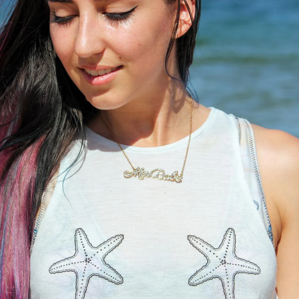 Colier cu nume de diamant strălucitor personalizat