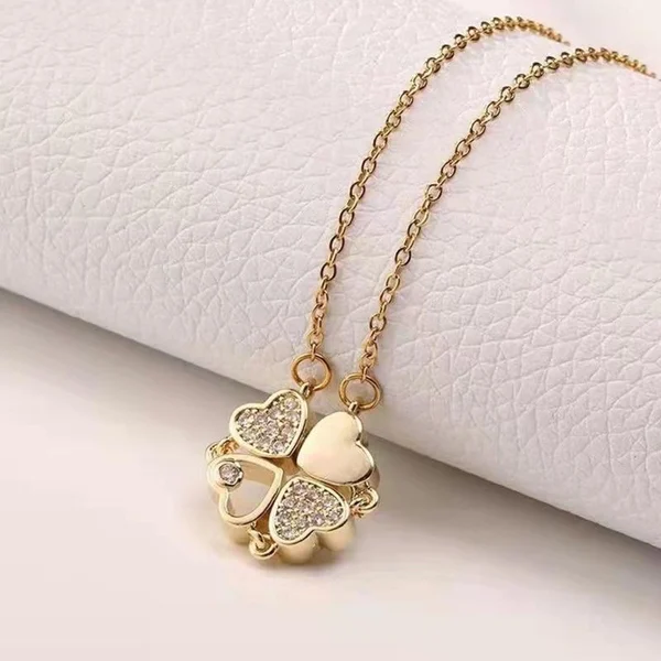 REDUCERE DE AN NOU 2024 - 68% REDUCERE - 🔥Colier Lucky Heart S925 din argint Sterling CU ȘASE TRENDARI🍀