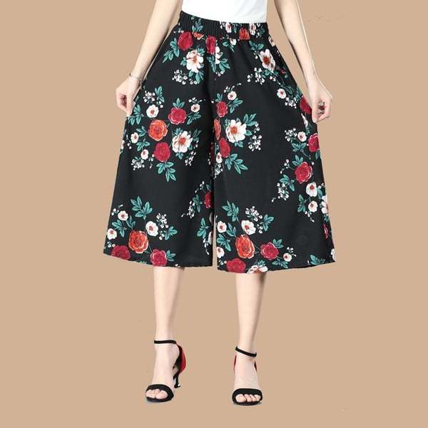  (Vânzare fierbinte - 49% OFF) Femei de înaltă talie elastică cu talie elastică plisată din sifon cu picior larg Culottes