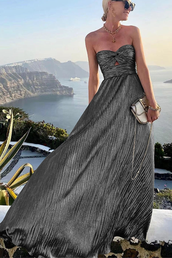 Shimmer Please Rochie maxi fără umeri